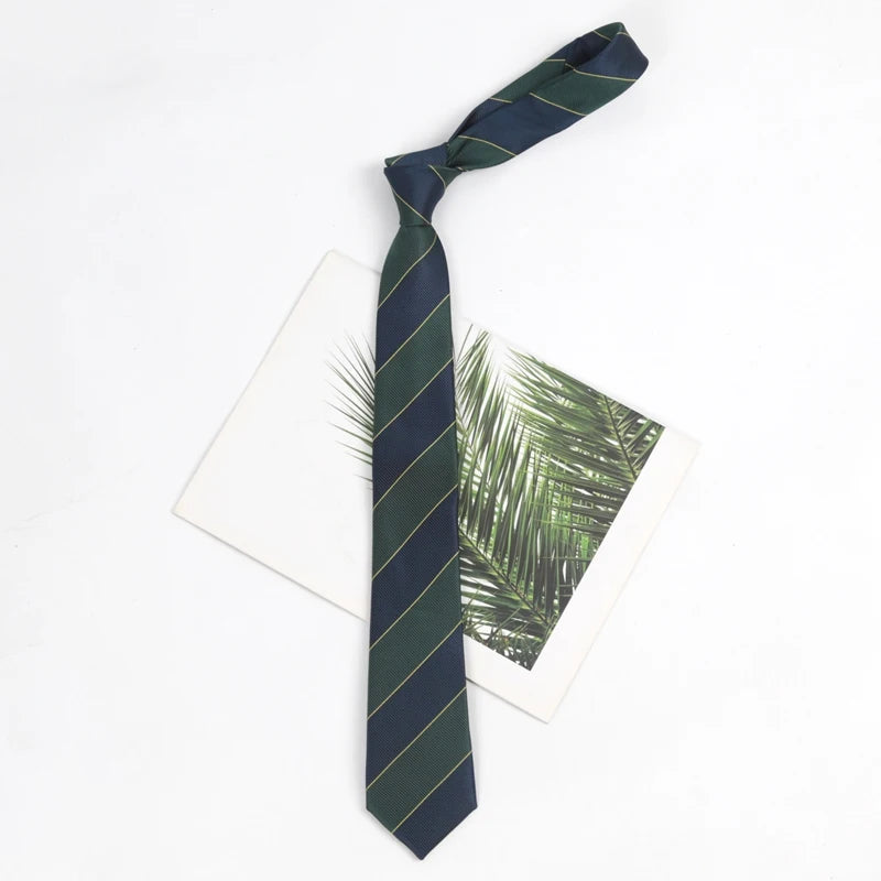 Ties Men Women Fashion Wholesale Dark Green Navy Blue Stripe Male Qme