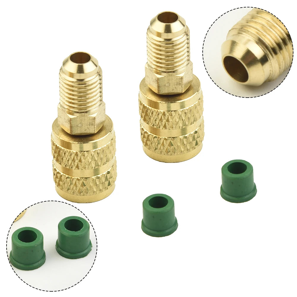 2PCS Vacuum Pump Brass Adapter R410a Adapter 5/16 SAE F Quick Couplers To 1/4 SAE For Air Conditioning Adapter Quick Coupling Qme