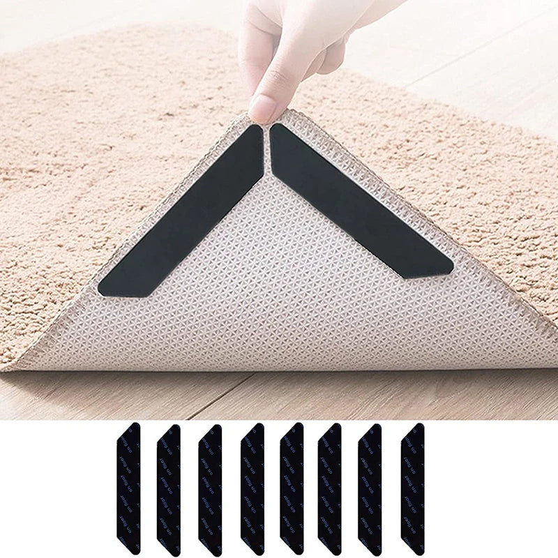 Carpet Non-slip Sticker Reusable Washable Anti-slip Mat Anti Curling Rug Pads Floor Carpet Corner Clip Fixed Grippers Tape Qme