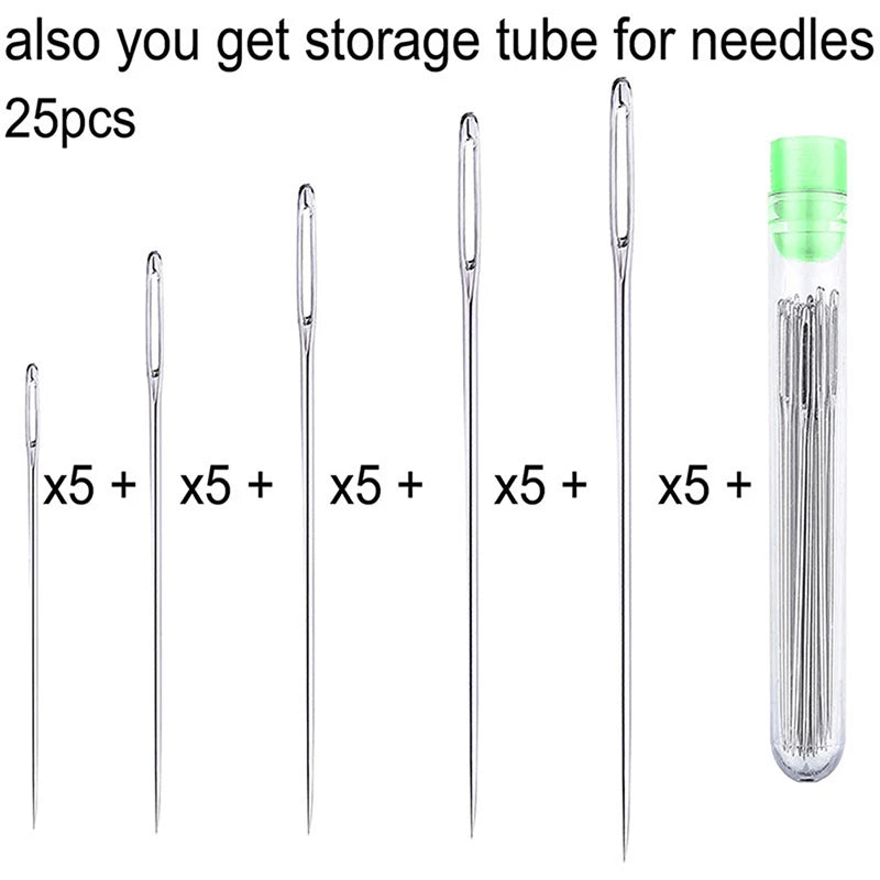 Large Eye Stitching Needles Sewing Handmade Leather Needle Steel Yarn Qme