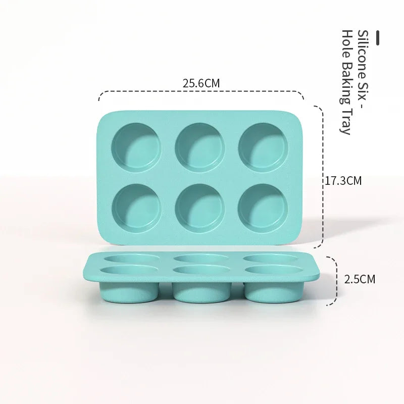 Non-Stick Silicone Fluted Tube Cake Pan 3D Shape Baking Mold DIY Kitchen Bakeware Tools for Pastry & Cake Decorating Qme 6 Hole