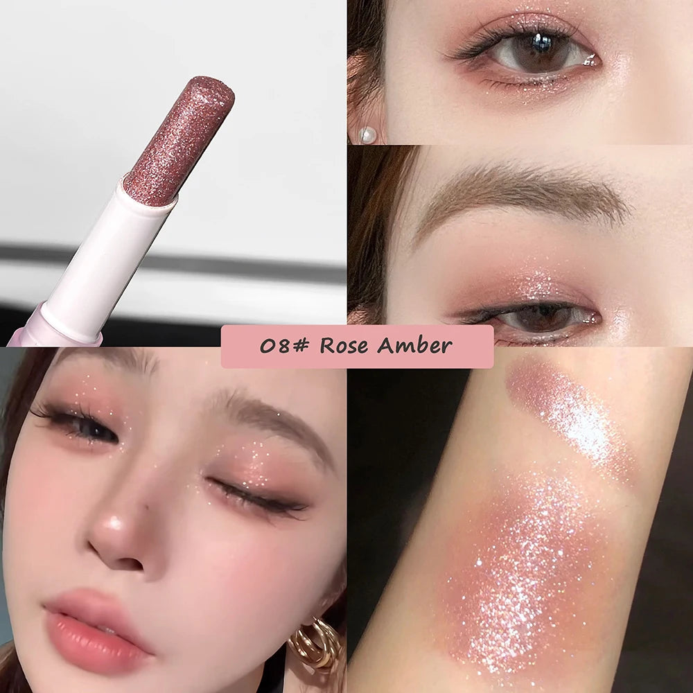 Blue Diamond Jelly Eyeshadow Stick Aurora Glitter Pink Purple Moonlight Highlighter Stick Brighten & Contour Makeup Illuminator Qme 08 2.2g