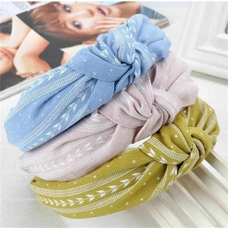 Elegant Knotted Leaf Wide Fabric Headband Hair Hoop Women Girls Beach Qme