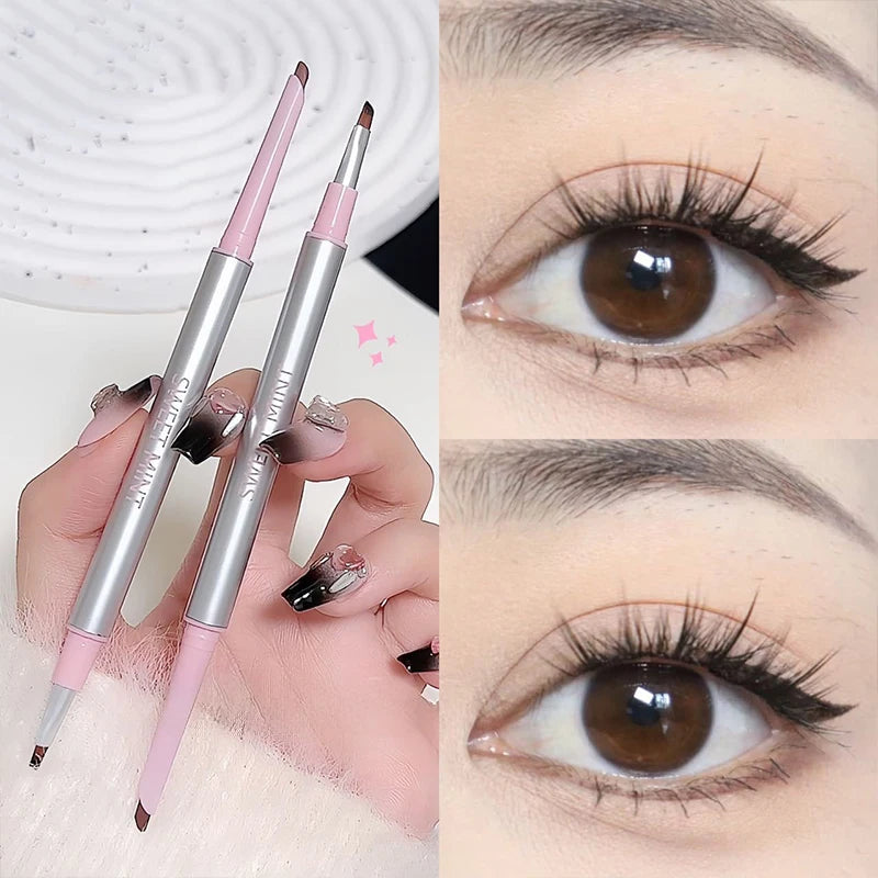 2-in-1 Eyeliner Pencil with Brush, Ultra Fine Tip Gel Eyeliner, Smudge-Proof Long Lasting, Black Brown Waterproof Natural Makeup Qme
