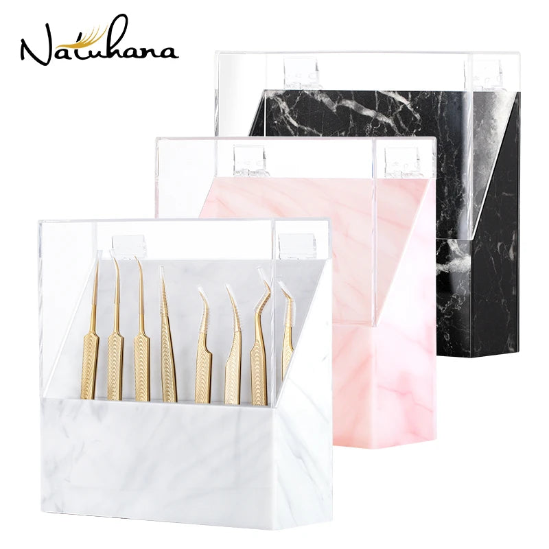 NATUHANA Eyelash Extension Tweezers Storage Box 8 Holes Holder Qme