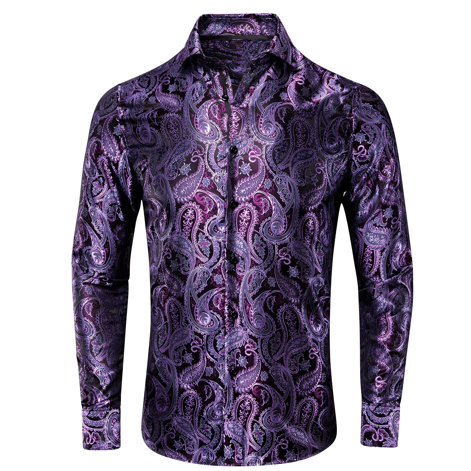 Men's Fashion Luxury Shirt Mixed Purple Paisley Jacquard Pattern Qme CY-1039 XXXL