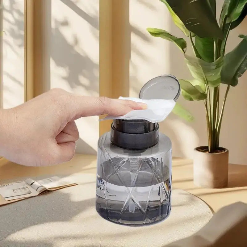 Refillable Lockable Pump Dispenser Empty Press Bottle Nail Cleaner Qme