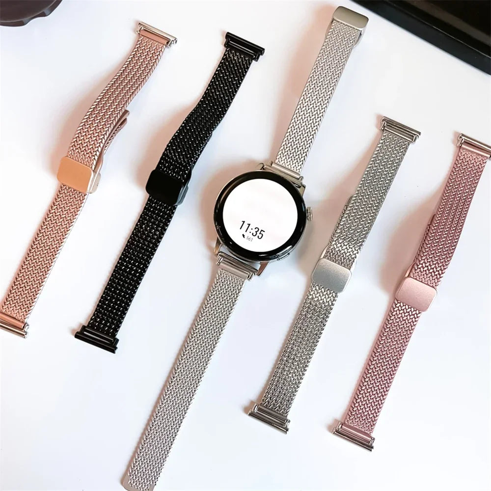 20mm 22mm Luxury Metal Magnetic Strap For Samsung Galaxy Watch4 44mm/40mm 5 pro active 2 Gear s3 Bracelet For Huawei Watch gt2/3 Qme