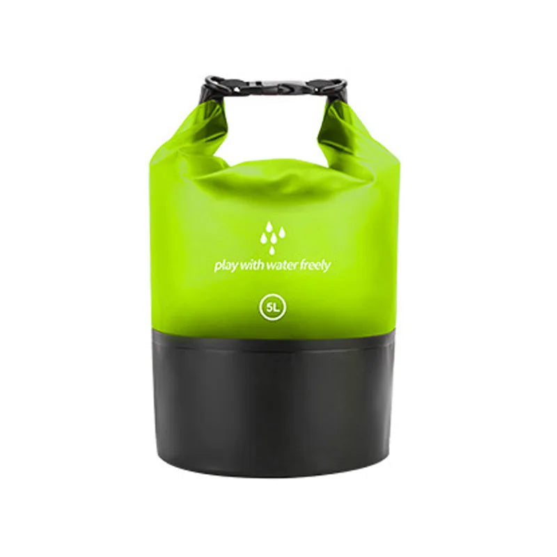 Men's and women's waterproof dry bag, 5L roll top lightweight small storage bag camping, hiking, and beach accessories backpack Qme light green