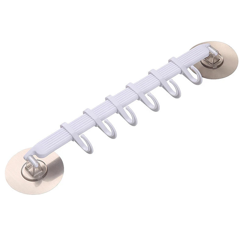 Blue White Pink Suction Cup Hook 6 Rows Kitchen Bathroom Corner Qme White