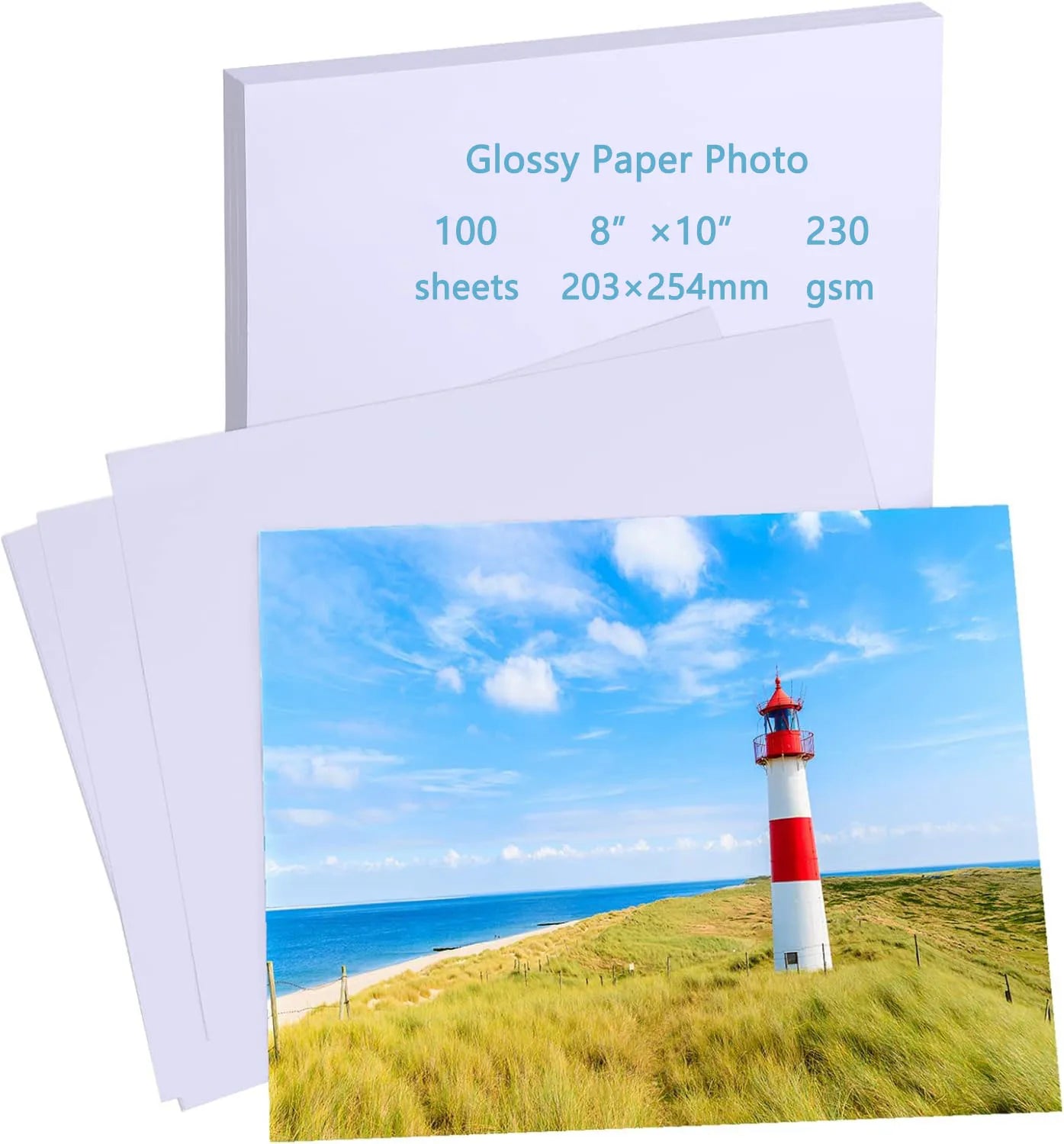 3.5"x5", 4"x6", 5"x7", 6"x8",8"x10" Glossy Paper Photo for Dye Ink Printer, 230gsm Inkjet Printing Photo Paper for Life Record Qme 8x10inch-100sheets