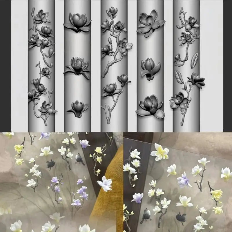 3D Magnolia Flowers Nail Art Mold DIY Silicone Tools Floral Petal Qme