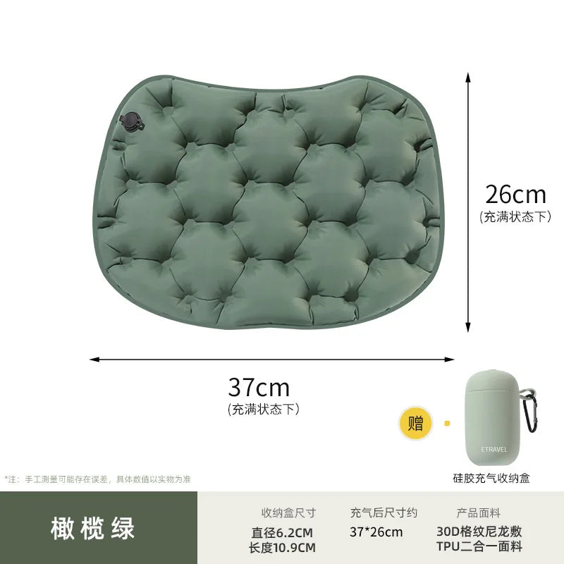 Thick Waterproof Inflatable Camping Mattress Portable Foldable Single Qme green