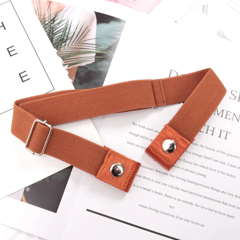 Buckle-free Elastic Invisible Belt Women Without Buckle Jeans Easy Qme light brown 60-95cm China Mainland