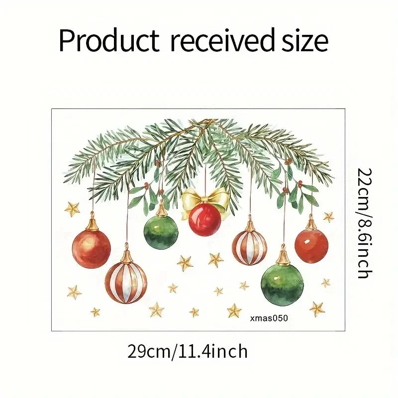 1pc New Toilet Stickers Christmas Green Plants Pattern Self-adhestive Decal Festive Home Decor for Kids Bathroom Qme
