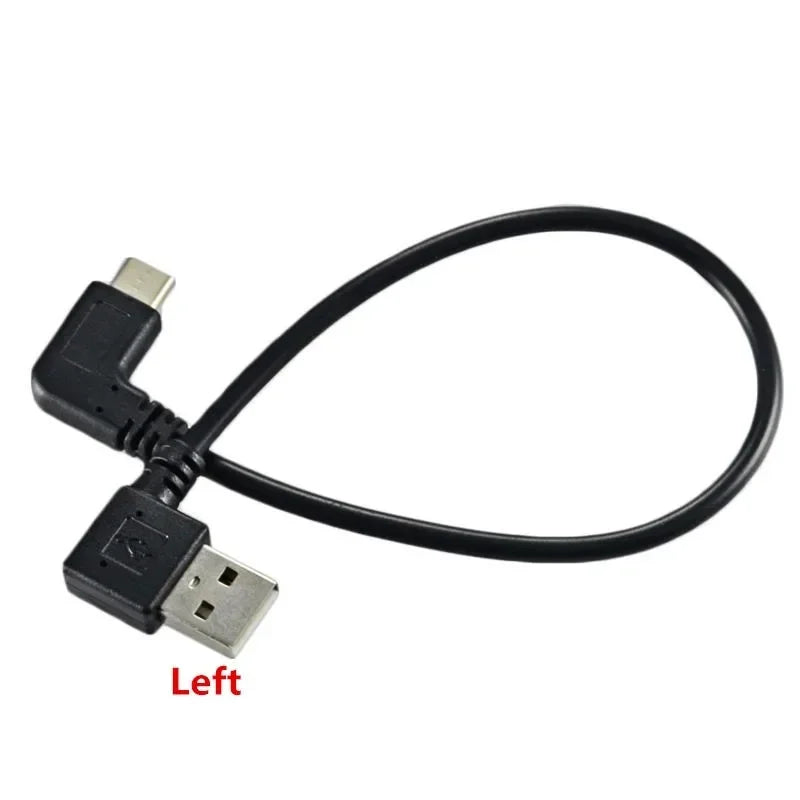 2pcs Double Elbow Type-C USB to USB-A male USB3.1 Type C Male 90 Degree Left Right Angled Connector Short 25cm for Power Qme
