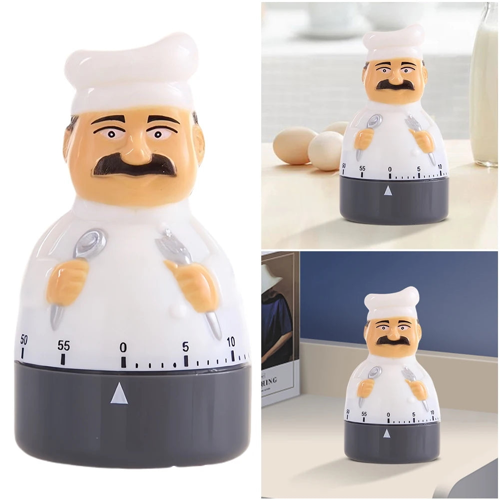 Cartoon Chef Shaped Kitchen Timer Cartoon Timing Accessory Kitchen Cooking Baking Time Reminder for Cooking Baking Frying Qme