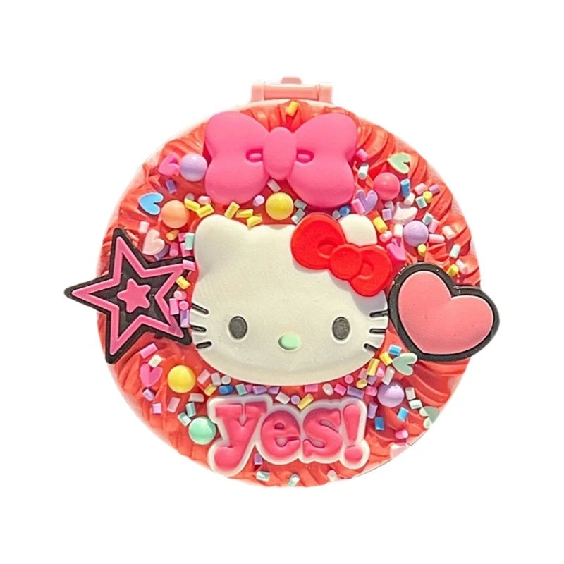 Hello Kitty Kuromi Cream Gel DIY Folding Mirror Comb Craft Handmade Qme