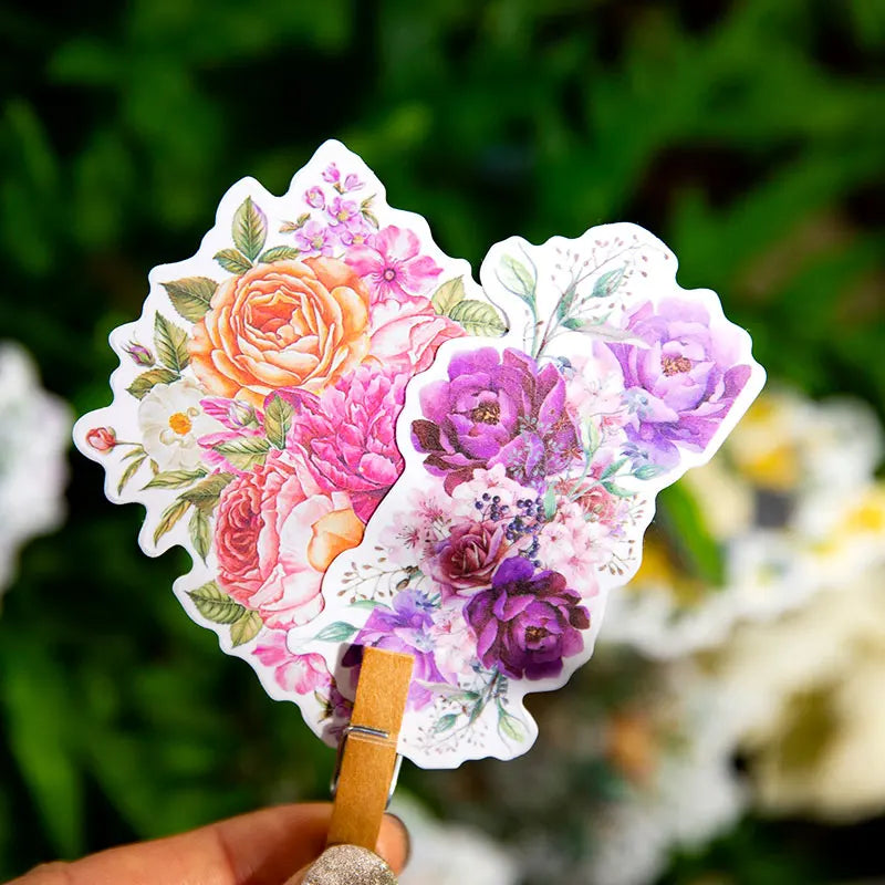 20 pcs Flower Sticker Literature Art Decorative Scrapbooking Diy Diary Album Creativity hand made Collage material Qme