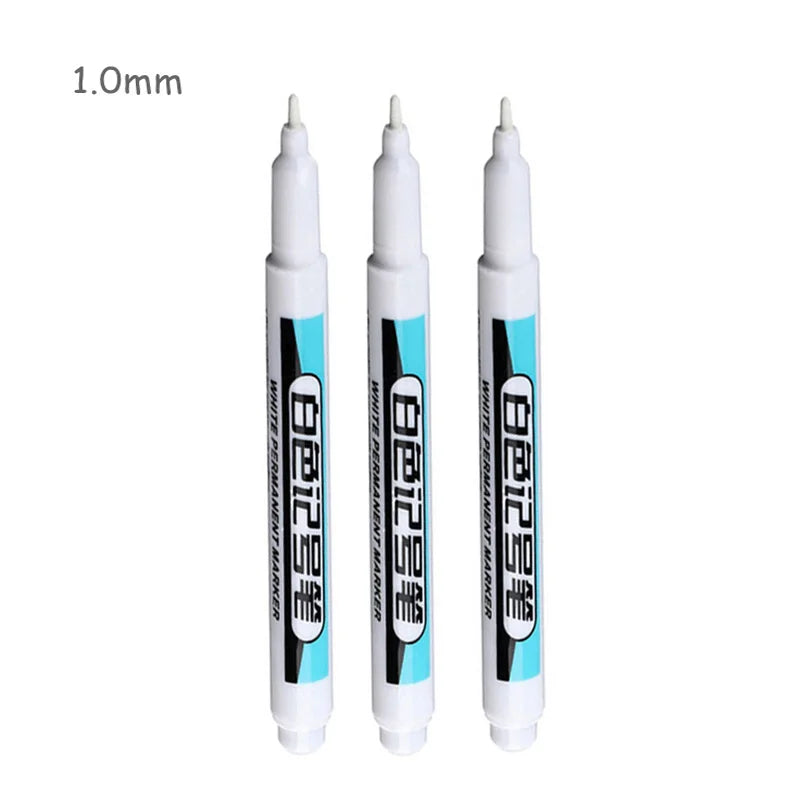 0.7/1.0/2.5mm White Paint Marker Pen Deep Hole Markers Pen Set Waterproof Permanent Oily Pens for Rock Wood Glass Tiles Qme 1.0mm White-3pcs