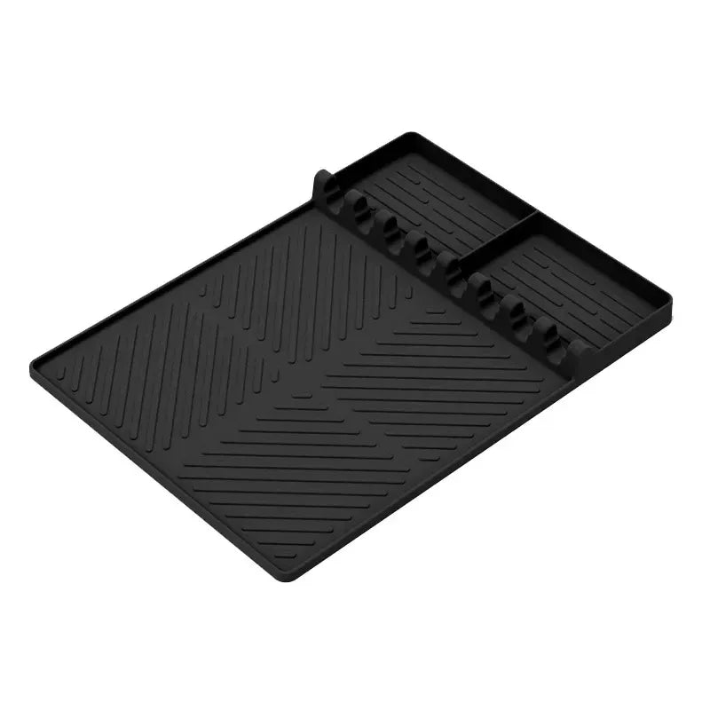 Heat Resistant Silicone Grill Tool Holder Mat Side Shelf Drip Pad Qme Black A