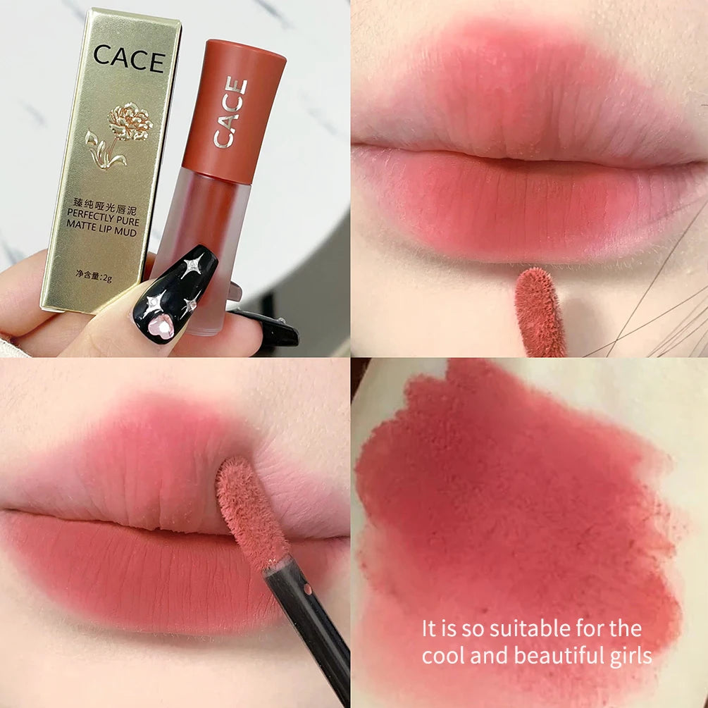 Sexy Red Lipstick Lip Gloss Makeup Waterproof Velvet Non-stick Cup 6 Colors Lip Tint Matte Long Lasting Liquid Lipstick Cosmetic Qme 03