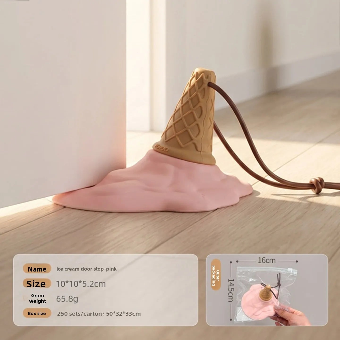 Cute Cartoon Ice Cream Shape Door Stopper Wedge Funny Decorative Qme Pink