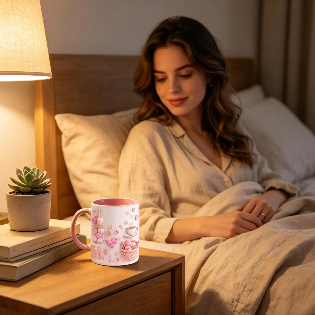 Funny Coffee Mug 350ml Ceramic Crochet Desk Decor Novelty Water Mug Coffee Cups for Women Mom Friend Sister Birthday Christmas Qme
