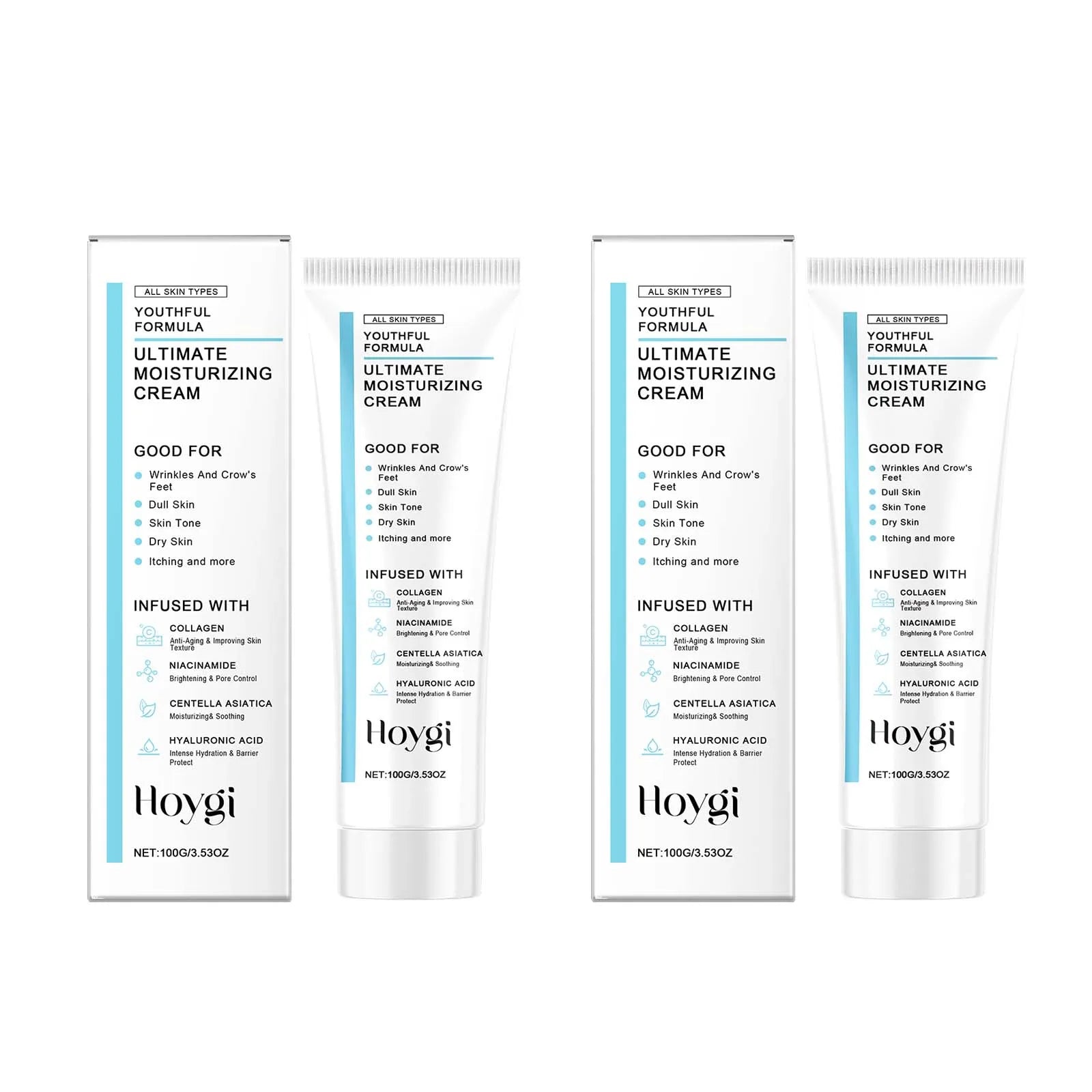 Centella Moisturizing Cream Hyaluronic Acid Daily Nourishing Cream Strengthen Barrier Rejuvenation Oil Control Brighten Skin Car Qme 2 x 100g boxed