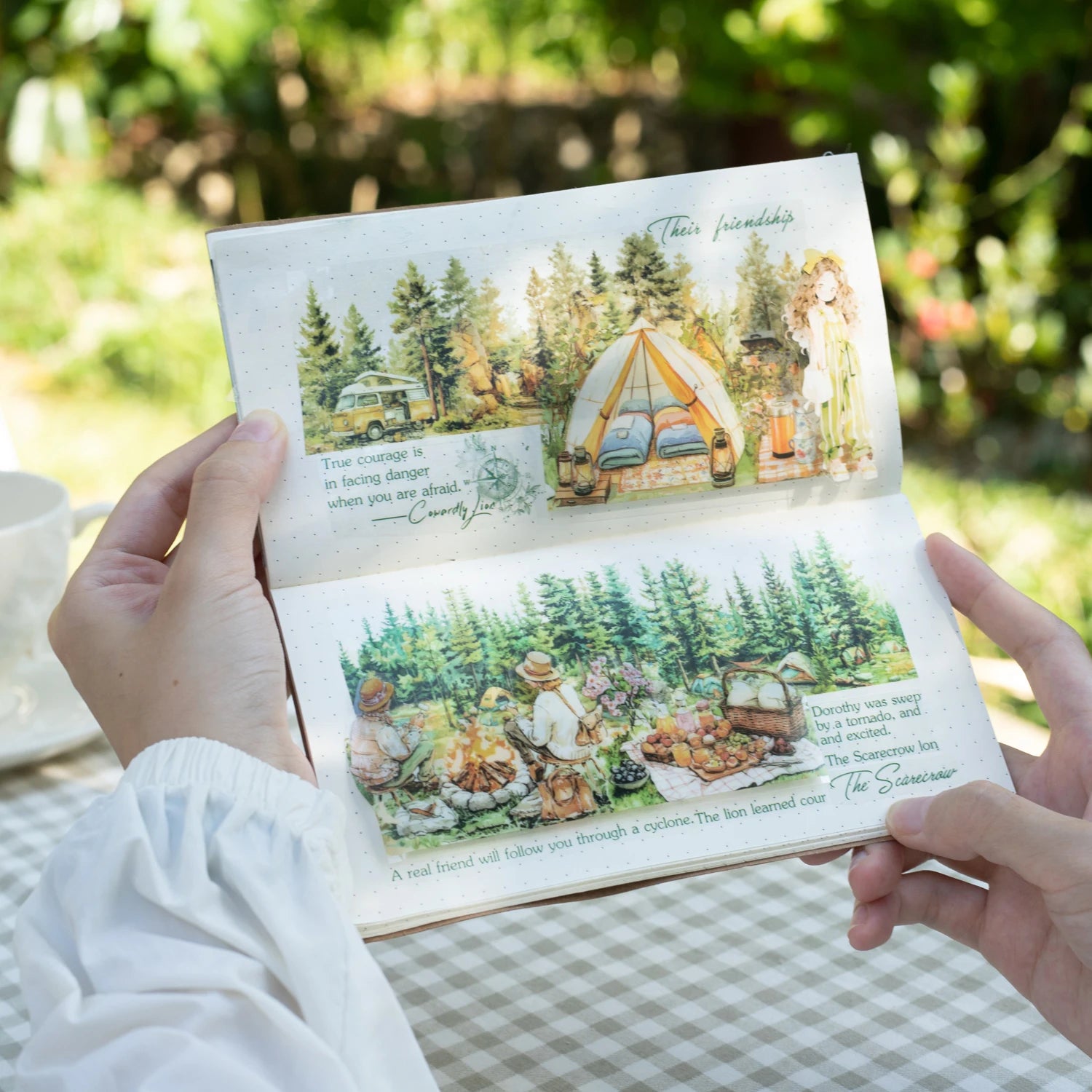 1 Roll Nature Camping Theme Scenic PET Tape for Scrapbooking DIY Collage Material Phone Case Notebook Decoration Qme
