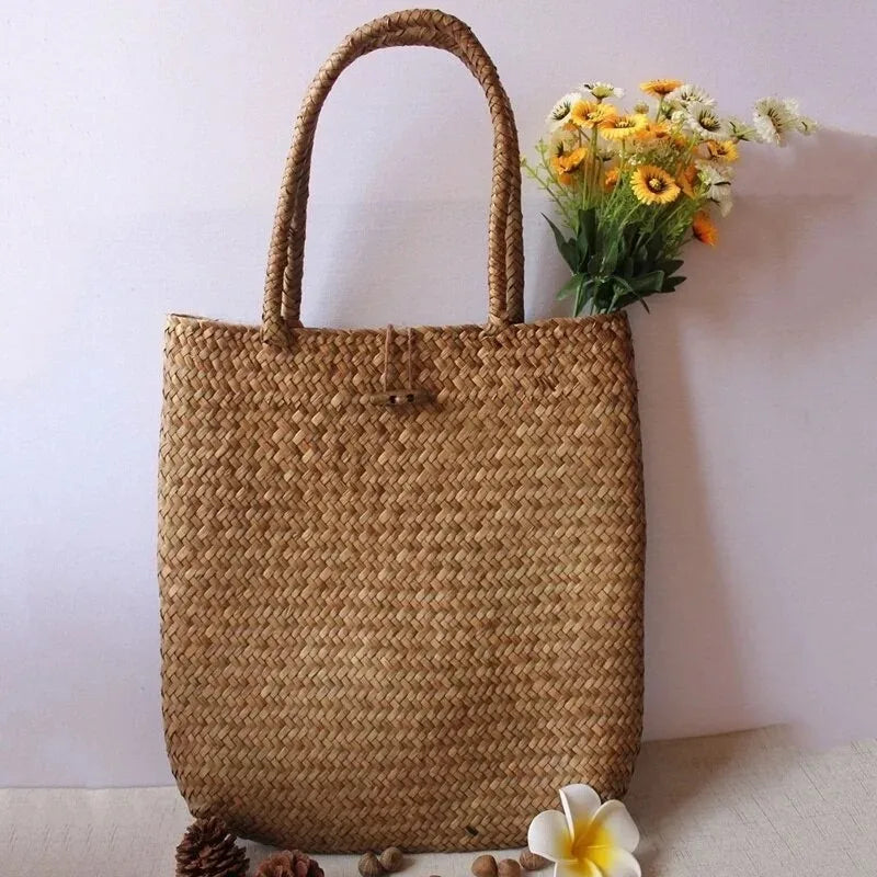 Grass Woven Fashionable Single Shoulder Handbag Home Foyer Desktop Qme