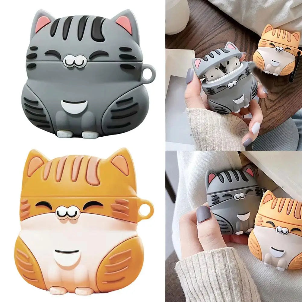Cartoon Silicone Cute Cat Case for AirPods Pro 3, Cute Standing Silicone Cover, Shockproof Protective Shell with Lovely Design Qme