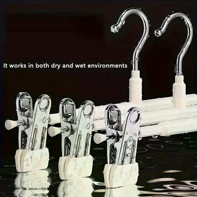 12Pcs Adjustable Metal Hangers With Clips Non-Slip Space-Saving For Pants/Skirts & All Garments Keep Clothes Tidy & Organized Qme