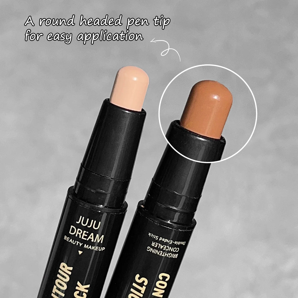 Dual-Ended Contour & Highlighter Stick - Matte Finish, Long-Lasting, Waterproof for Medium Skin Tones, for Return School Qme