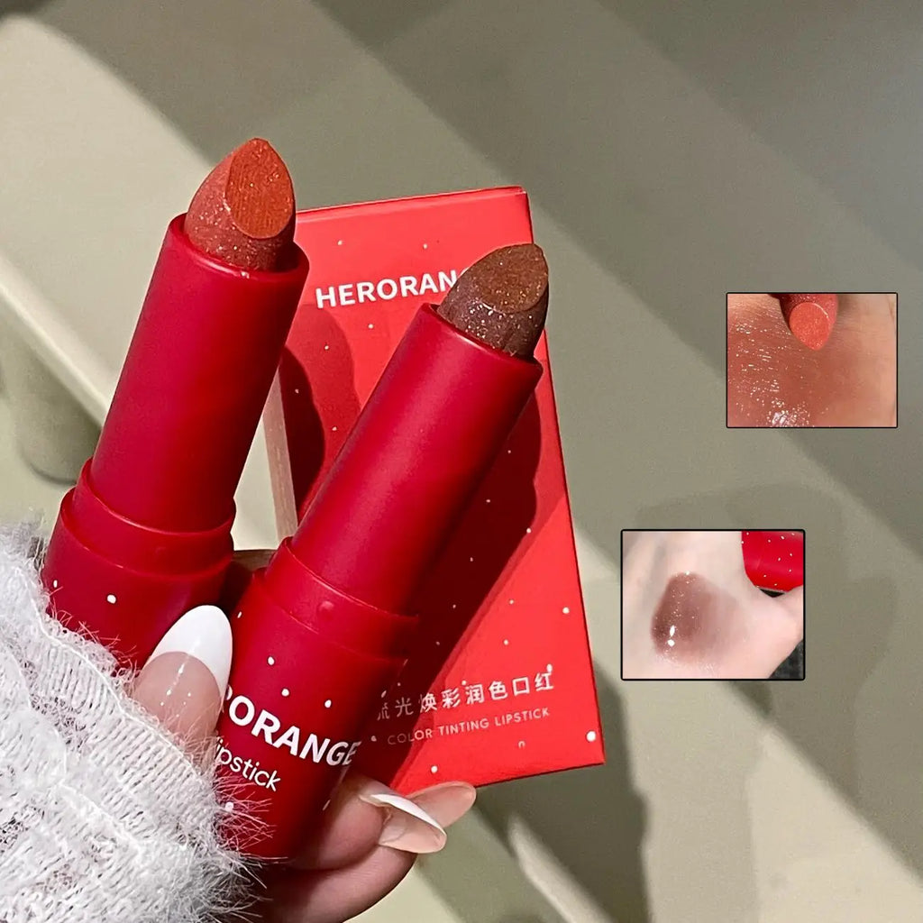 Purple Grape Lipstick Mirror Glitter Solid Lip Gloss Moisturizing Colored Lip Balm Red Brown Jelly Tint Non-Sticky Makeup Qme