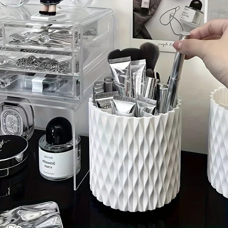 1pc Makeup Brush Storage Box 360° Rotating Desktop Cosmetic Eyebrow Pencil Makeup Lipstick Storage Box Qme