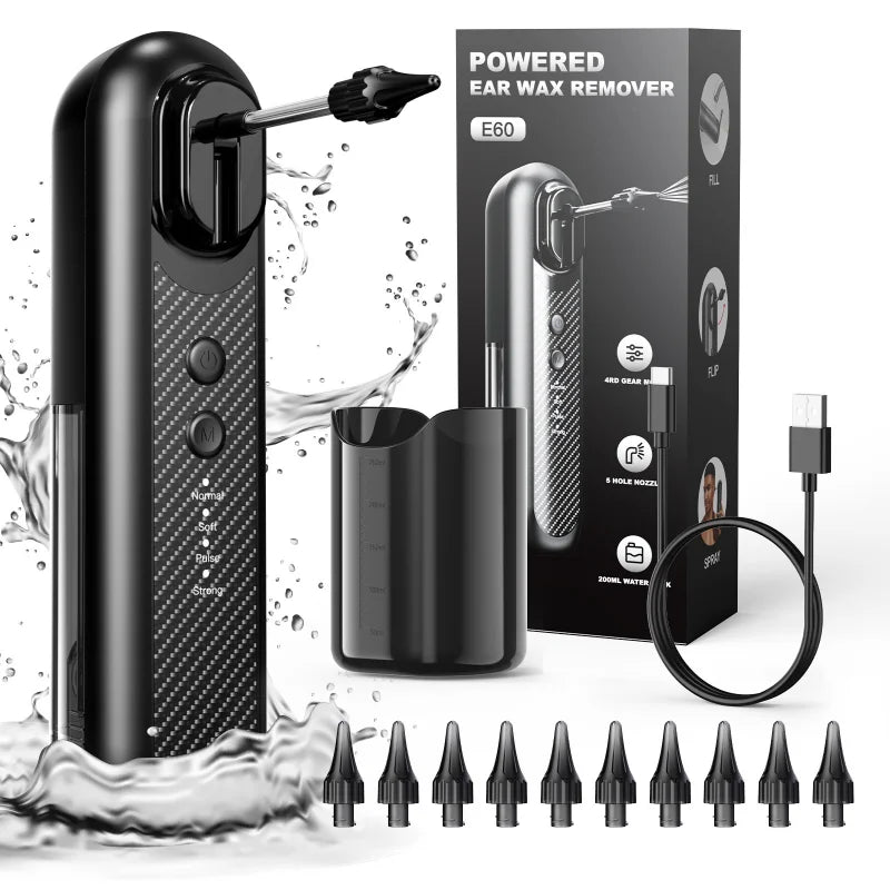 USB Water Powered Electric Ear Wax Remover Safe Efficient Ear Irrigation Flushing System Portable Electric Ear Cleaner Qme E60
