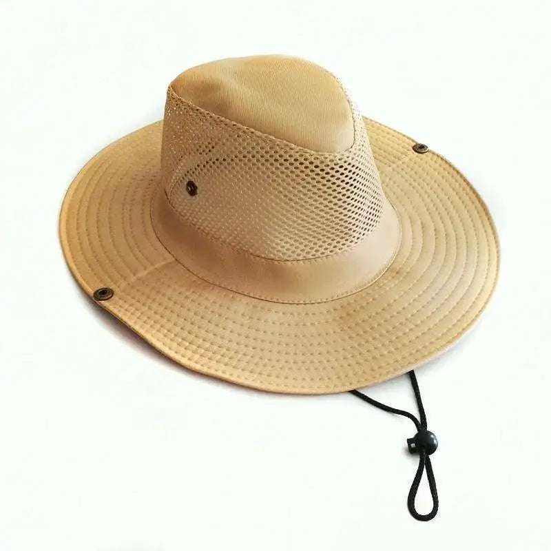 Men's Wide Brim Knight Sun Hat Monochrome Matte Outdoor Fisherman Cap Qme