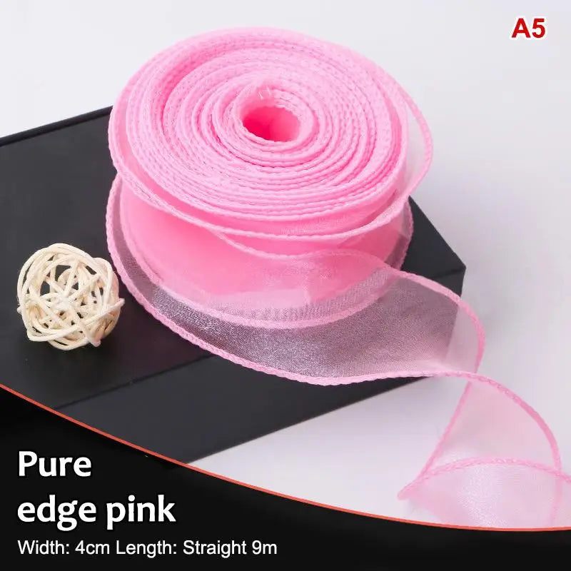 10Yards Organza Solid Ribbon Wavy Edge Flower Bouquet Gifts Packaging Qme A5