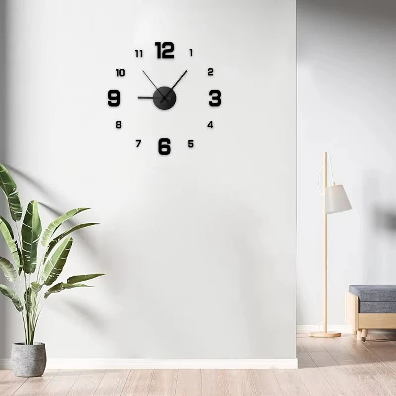 ' Frameless Modern 3D Wall Clock Mirror Sticker Clock for Home Office Hotel Restaurant School Decoration Qme