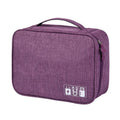 Portable Waterproof Digital Electronic Organizer Cable Storage Bag USB Data Line Charger Plug Storage Bag Travel Cable Organizer Qme Purple 2Layer(28x10x21cm)