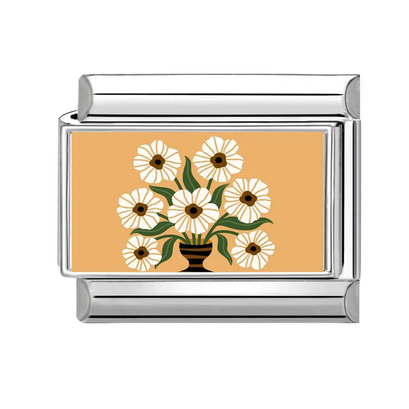 Fashion Iris Hyacinth Sunflower Daisy Flowers Series Italian Charm