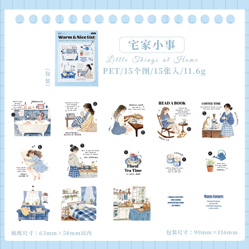 15pcs Artistic Girl Creative Character PET Sticker Bag for Collage Junk Journal DIY Scrapbook Aesthetic Stationery Supplies Qme F6