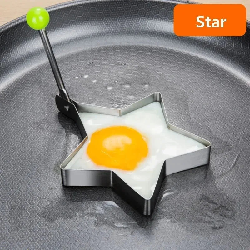 Stainless Steel Fried Egg Mold Heart Pancake Maker Breakfast Baking Omelette Rings Cooking Tools Kitchen Accessories Tool Qme 4pcs star