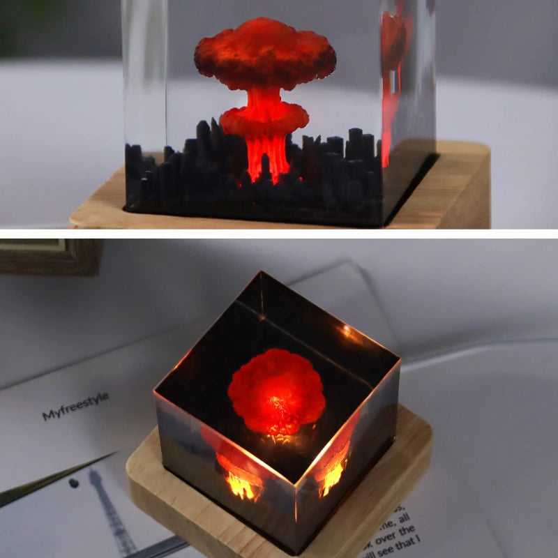 DIY Handmade Resin Explosion Mushroom Cloud Night Light Decoration Qme