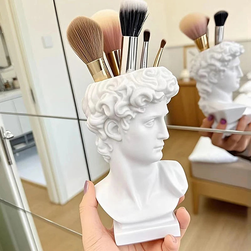Creative Statue David Shape Brush Pot Desktop Ornaments Storage Box Qme