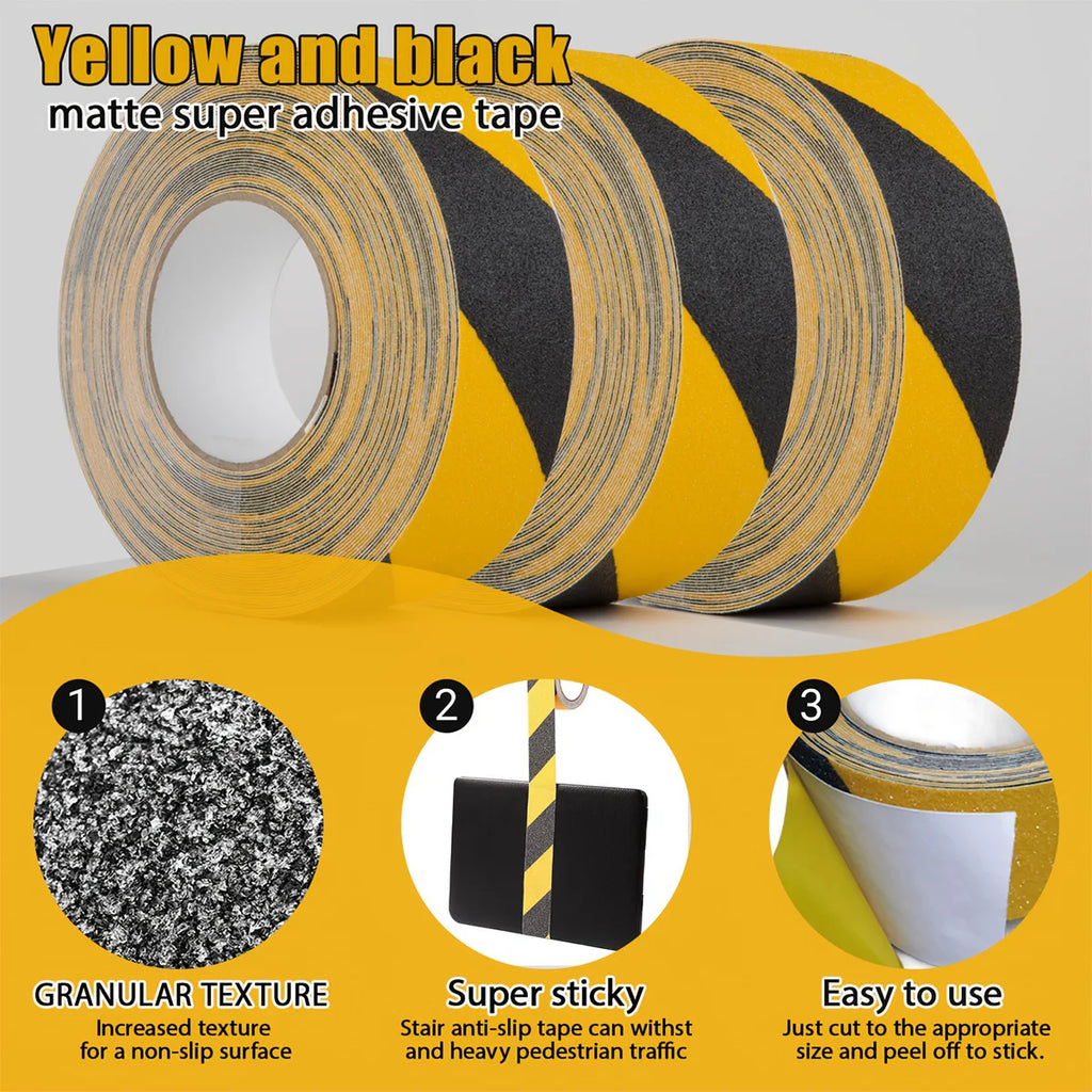 1pc Anti Slip Safety Grip Tape, Non Skid Tread for Stairs, Steps, Floors, Caution Dangerous Zones, Indoor and Outdoor Use Qme