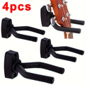 Black Metal Guitar Wall Hanger-Easy Install Uncharged Hook Holder For All Sizes - Fits Guitars, Bass, Mandolin, Banjo, Ukulele Qme 4pcs