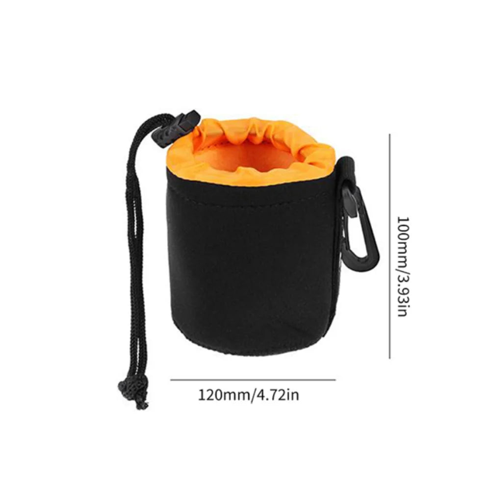 Camera Lens Case Water Resistant Lens Pouch for Digital SLR Camera Lens Bag Drawstring Protector Case Qme S Orange