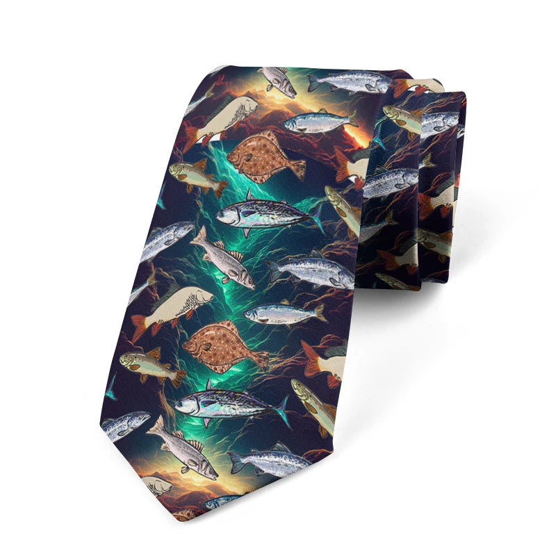 Design Fun Fish Tie Fashion Neutral Men's 3d Printing Deep Sea Qme style7